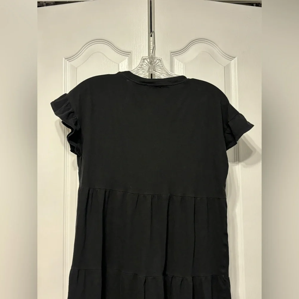 J.Crew Tiered Dress in Broken-In Jersey Black Size Small